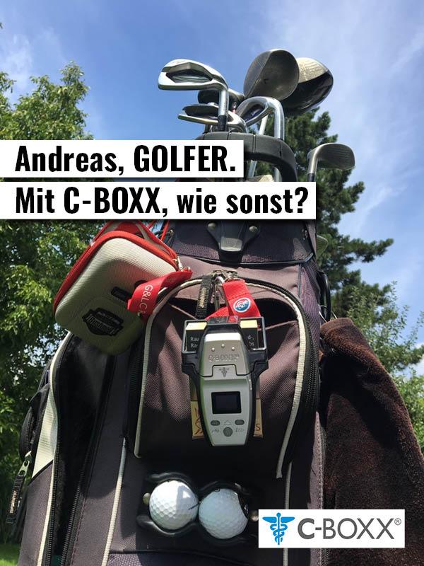 Andreas. Golfer. Mit C-BOXX, was sonnst?